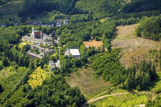 Aerial view, Jugendhof Pallotti and Private Gymnasium Maria Königin, Altenhundem, Lennestadt,