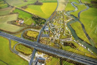 Aerial view of the planned industrial area Westfalen Hamm/Lippetal east of the Hamm-Uentrop