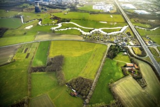 Aerial view of the planned industrial area Westfalen Hamm/Lippetal east of the Hamm-Uentrop
