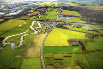 Aerial view of the planned industrial area Westfalen Hamm/Lippetal east of the Hamm-Uentrop