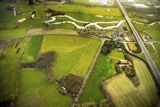 Aerial view of the planned industrial area Westfalen Hamm/Lippetal east of the Hamm-Uentrop