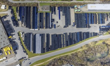 Aerial photo, Krombacher brewery logistics centre, Krombach, Kreuztal, Sauerland, North