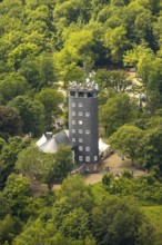 Aerial view, Hohe Bracht observation tower with café, Hofolpe, Lennestadt, Sauerland, North