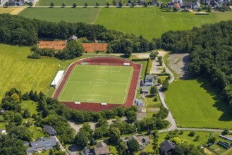 Aerial view, sports field at the Habuche, Grevenbrück, Lennestadt, Sauerland, North
