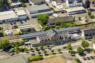 Aerial view, Lennestadt-Grevenbrück railway station, EssBahnhof and KulturBahnhof, Lennestadt,