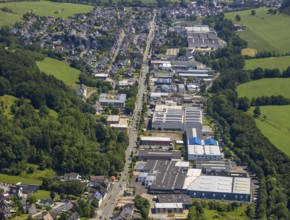 Aerial view, industrial estate Bielefelder Straße an der Lenne, Caritas retirement home and nursing