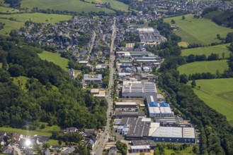 Aerial view, industrial estate Bielefelder Straße an der Lenne, Caritas retirement home and nursing