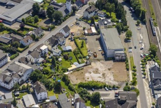 Aerial view, Lennestadt-Grevenbrück railway station, wasteland at the forecourt, Lennestadt,