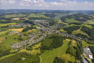 Aerial view, local view Bonzel, Lennestadt, Sauerland, North Rhine-Westphalia, Germany, DEU,