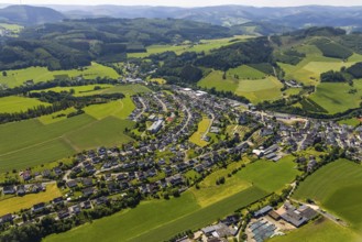 Aerial view, local view Elspe, Lennestadt, Sauerland, North Rhine-Westphalia, Germany, DEU, Europe,