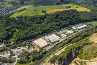 Aerial view, industrial area Industriestraße, Sporke, Lennestadt, Sauerland, North