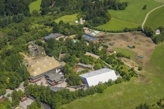 Aerial view, Elspe-Festival-Gelände, Elspe, Lennestadt, Sauerland, North Rhine-Westphalia, Germany,