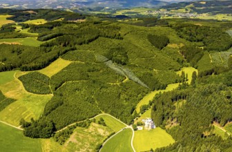 Aerial view, healthy Oberelsper forest, Im Tiefensiepen, Altenvalbert, Lennestadt, Sauerland, North