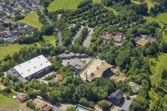 Aerial view, Elspe-Festival-Gelände, Elspe, Lennestadt, Sauerland, North Rhine-Westphalia, Germany,