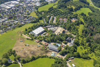 Aerial view, Elspe-Festival-Gelände, Elspe, Lennestadt, Sauerland, North Rhine-Westphalia, Germany,
