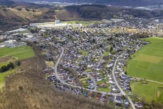 Aerial view, local view Ferndorf, Kreuztal, Sauerland, North Rhine-Westphalia, Germany, DE, Europe,