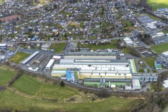 Aerial view, Thyssenkrupp Aherweiden with district Ferndorf, Kreuztal, Sauerland, North
