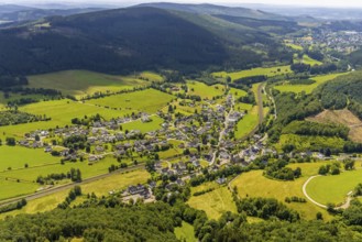 Aerial view, local view Benolpe, Kirchhundem, Sauerland, North Rhine-Westphalia, Germany, DEU,