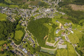 Aerial view, Oedingerberg Chapel, Lennestadt, Sauerland, North Rhine-Westphalia, Germany, place of