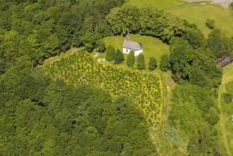 Aerial view, Oedingerberg Chapel, Lennestadt, Sauerland, North Rhine-Westphalia, Germany, place of