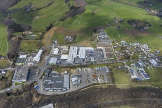 Aerial view, commercial area Heidfeld an der Hagener Straße, Krombach, Kreuztal, Sauerland, North