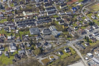 Aerial view, secondary school Eichen in the district Eichen, Kreuztal, Sauerland, North