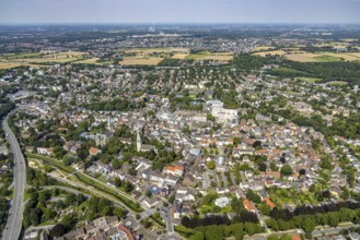 Aerial view, city centre with Alter Markt and catholic parish church Zur Heiligen Familie and evang