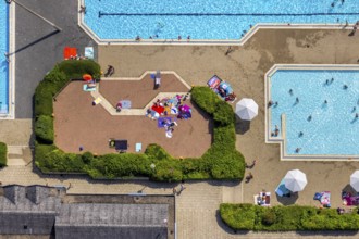 Aerial view, GSW Freibad Kamen-Mitte, Kamen, Ruhr area, North Rhine-Westphalia, Germany, bathing