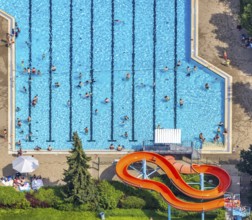 Aerial view, GSW Freibad Kamen-Mitte, Kamen, Ruhr area, North Rhine-Westphalia, Germany, bathing