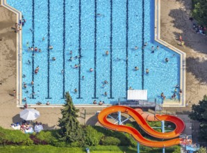 Aerial view, GSW Freibad Kamen-Mitte, Kamen, Ruhr area, North Rhine-Westphalia, Germany, bathing