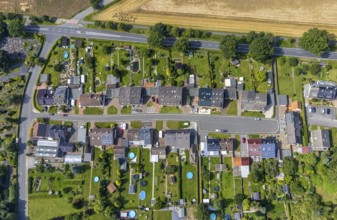Aerial view, cul-de-sac, housing estate Margarethenweg in the district Methler in Kamen, Ruhr area,