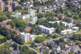 Aerial view, high-rise housing estate Blumenstraße, Auf dem Spiek and Karl-Arnold-Straße in Kamen,
