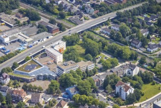 Aerial view, town hall Kamen city administration at the Hochstraße in Kamen, Ruhr area, North