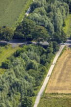 Aerial view, foot and cycle path Seseke-Weg at the river Seseke in the district Heeren-Werve,