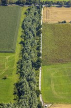 Aerial view, foot and cycle path Seseke-Weg at the river Seseke in the district Heeren-Werve,