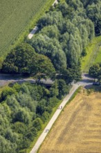 Aerial view, foot and cycle path Seseke-Weg at the river Seseke in the district Heeren-Werve,