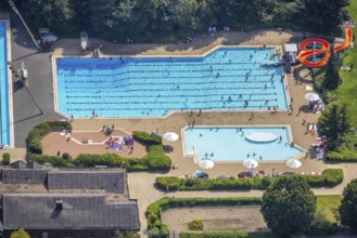Aerial view, GSW Freibad Kamen-Mitte, Kamen, Ruhr area, North Rhine-Westphalia, Germany, bathing