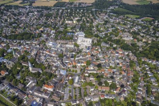 Aerial view, city centre with Alter Markt and catholic parish church Zur Heiligen Familie and