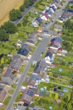 Aerial view, cul-de-sac, housing estate Margarethenweg in the district Methler in Kamen, Ruhr area,