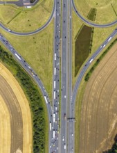 Aerial view, Kamen junction with motorway A1 and motorway A2, Kamen, Ruhr area, North