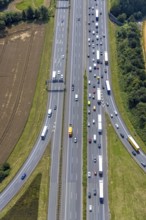 Aerial view, Kamen junction with motorway A1 and motorway A2, Kamen, Ruhr area, North