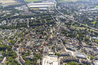 Aerial view, city centre with Alter Markt and catholic parish church Zur Heiligen Familie and