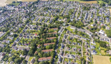 Aerial view, terraced housing estate between Carl-Bosch-Straße and Heimstraße in the Methler
