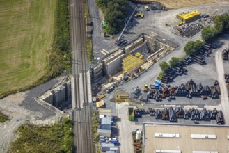 Aerial view, auxiliary bridges below the tracks next to Südkamener Straße in Südkamen, Kamen, Ruhr