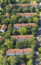 Aerial view, terraced housing estate between Carl-Bosch-Straße and Heimstraße in the Methler