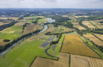 Aerial view, a week ago there was still land under water at this point - the Ruhr was flooding,