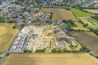 Aerial view, construction site and new building, Emscherquelle residential park, former Emscher