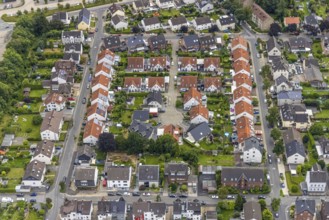 Aerial view, housing estate Beethovenweg, Freiberg, Holzwickede, Ruhr area, North Rhine-Westphalia,