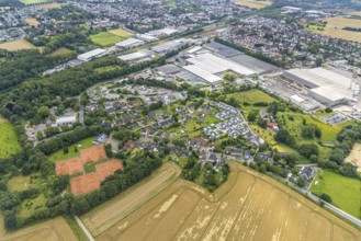 Aerial view, commercial area Natorper Straße, federal highway B1, Natorp, Holzwickede, Ruhr area,