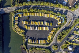 Aerial view, Container Terminal Herne at the Rhine-Herne Canal in the district Unser Fritz in
